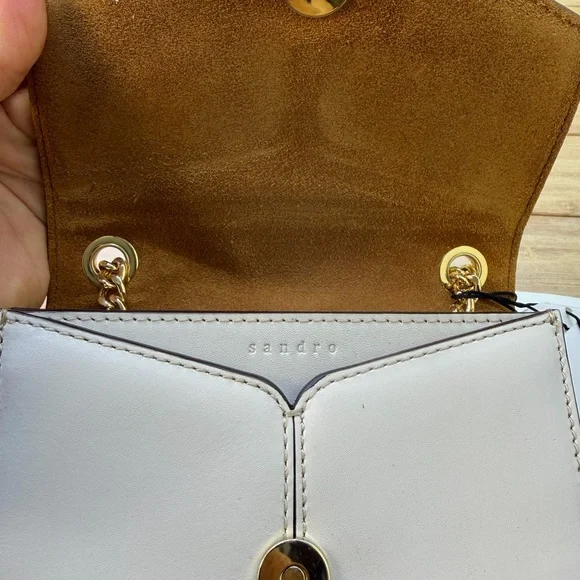 SANDRO PARIS Lou PM Ecru Crossbody Bag - Picture 2 of 10